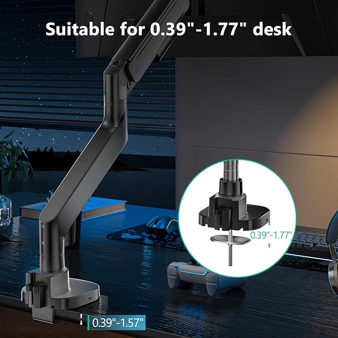 WALI 24-57" Monitor Arm, Heavy Duty Gas Spring Desk Mount - Image 6