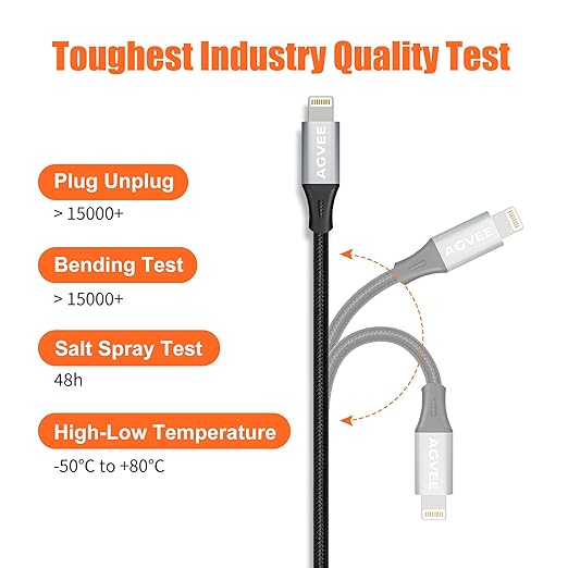 AGVEE 2 Pack 1ft Lightning Extension Cable, Braided Female to Male Extender - Image 6