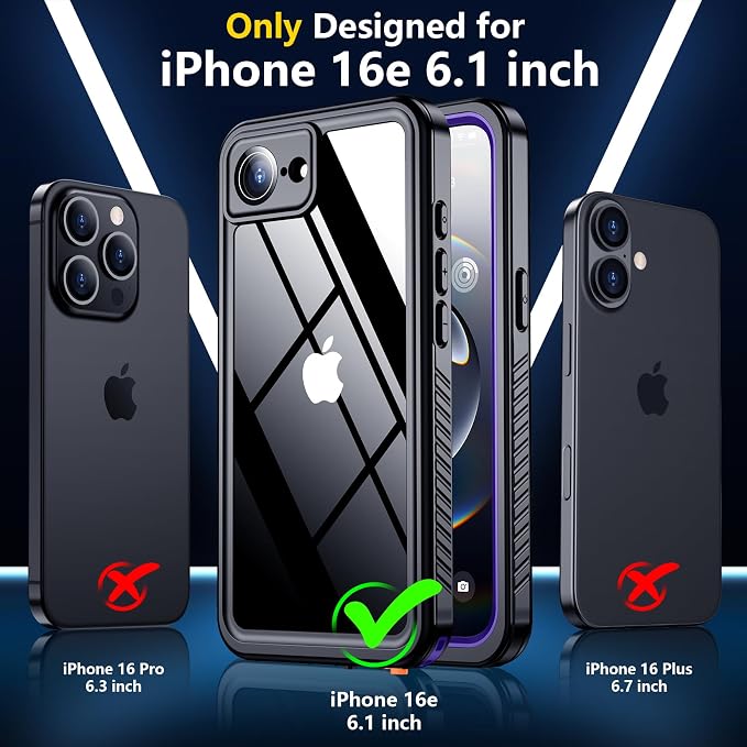 SPIDERCASE for iPhone 16e Case Waterproof, Built-in Screen & Camera Lens - Image 2