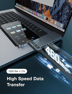 4 in 1 USB C Cable with Wattage Display, 240W Flat Nylon Braided Multi Charge - Image 6