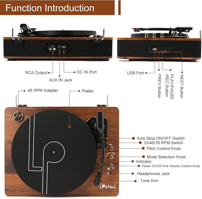LP&NO.1 Record Player Turntable - Image 2