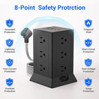 Power Strip Tower with Multiple Outlets, 10 Ft Extension Cord Flat Plug with 12 - Image 6