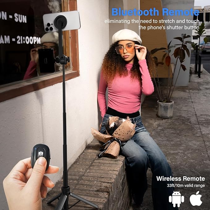PHOPIK 35" Magnetic Selfie Stick Phone Tripod, Extendable Phone Tripod - Image 6