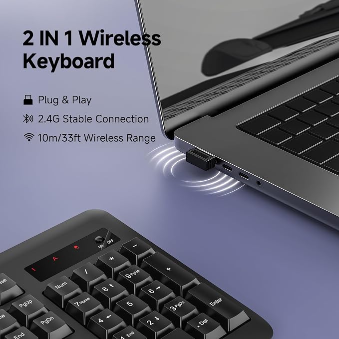 Redragon BK-7367 2.4G Wireless Keyboard, Membrane Computer Keyboard - Image 2