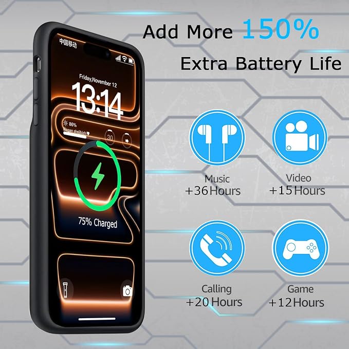 Battery Case for iPhone 17 Pro, Upgraded 10000mAh Rechargeable Portable - Image 3
