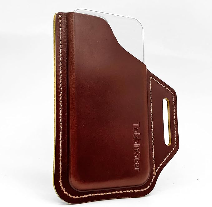 TobbinGear Leather Belt Phone Pouch, Left Handed Leather Cell Phone Holster by TobbinGear