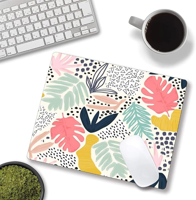 Mouse Pad, Colorful Palm Tropical Plants Mouse Pad, Square Waterproof Cute - Image 4