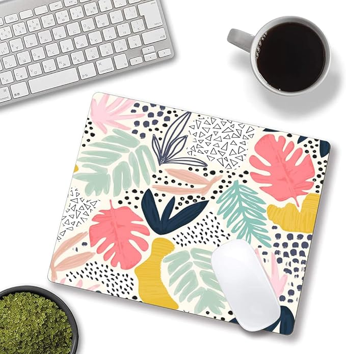 Mouse Pad, Abstract Leaves Mouse Pad, Square Mouse Mat Waterproof Non-Slip - Image 2