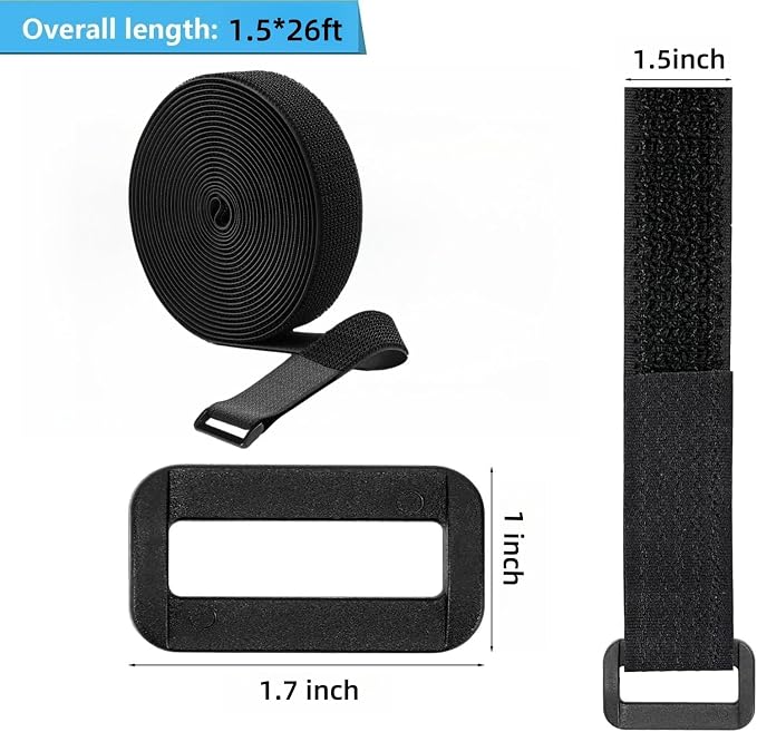 26ft 1.5 Inch Wide Cable Straps, Jumpso Adjustable Fastening Hook and Loop - Image 3