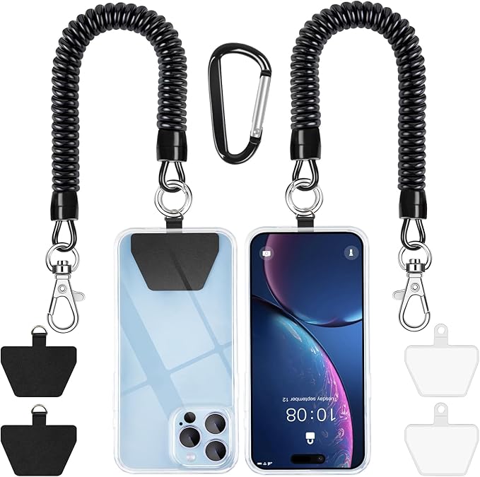 SHANSHUI Phone Lanyard Tether, Anti Theft Spring Phone Strap, 4 x Phone Pacthes by SHANSHUI