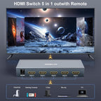 HDMI Switch SGEYR 5x1 HDMI Switcher 5 in 1 Out Multiple HDMI HUB 5 Port Box - Image 2