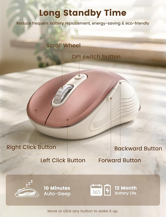 WisFox 2.4G Wireless Mouse for Laptop, Ergonomic Computer Mouse - Image 4