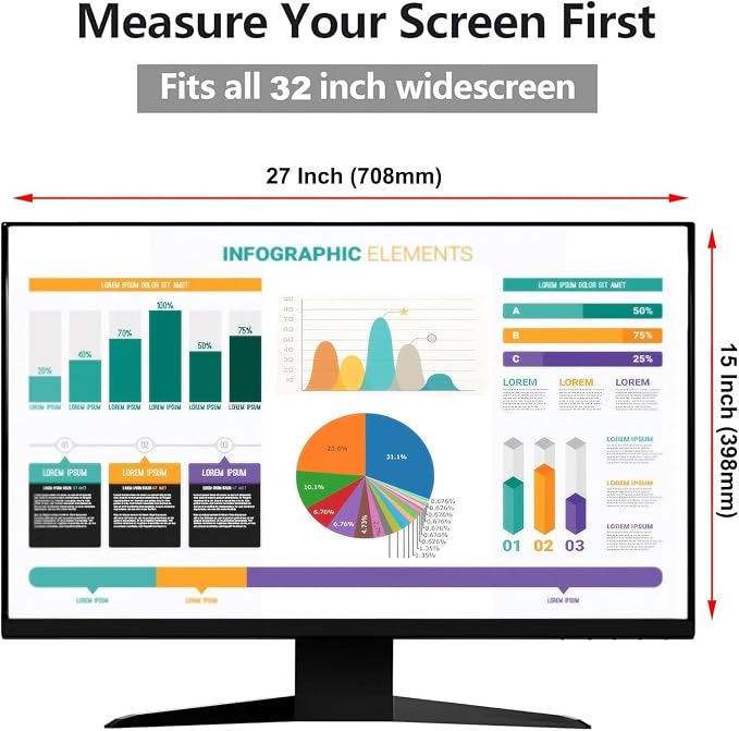 32 Inch Hanging Computer Privacy Screen Protector Shield Compatible - Image 2