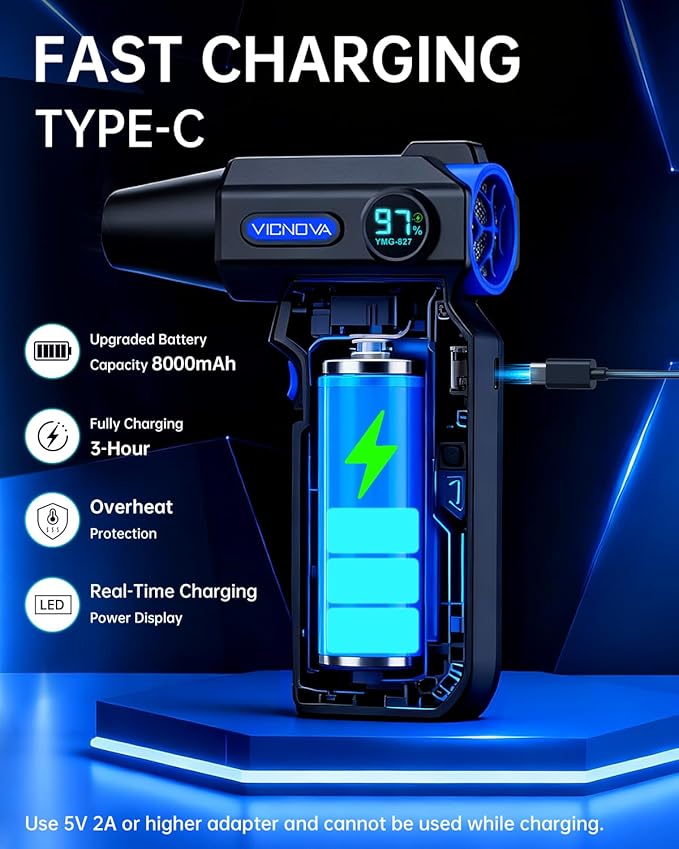 VICNOVA Compressed Air Duster, 000RPM Cordless Electric Air Blower - Image 3