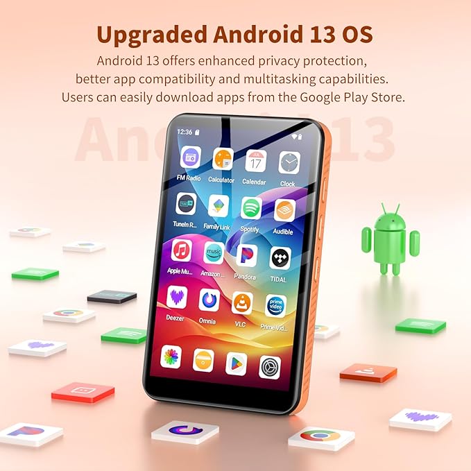 160GB MP3 Player with Bluetooth WiFi, Android 13 MP3 & MP4 Players with 4" - Image 3