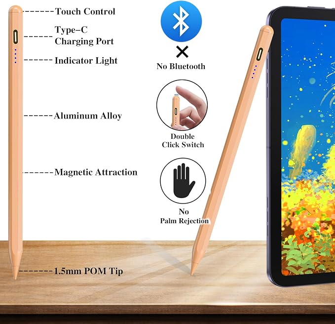 Stylus Pen for Touch Screen, Rechargeable Active Magnetic iPad Pencil - Image 3