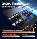 MAGIC JOHN 240W 4 in 1 Charging Cable, 6.6FT USB C to Lightning Cable, Chubby - Image 3