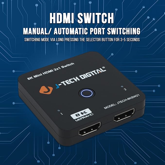 J-Tech Digital 8K HDMI 2.1 Mini Switch 2 in 1 Out 48Gbps 8K 60Hz 4K 120Hz HDR / - Image 4