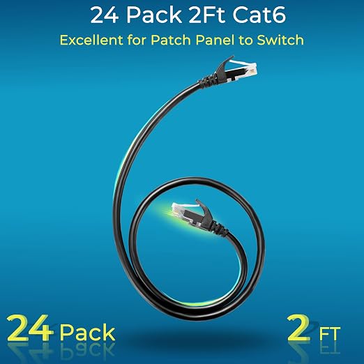 Rapink Patch Cables Cat6 2ft, Ethernet Patch Cable 10G, Cat 6 Patch Cable - Image 2