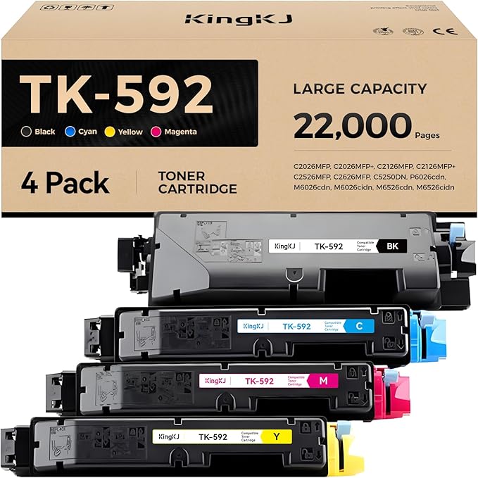 TK-592 TK592 Toner Cartridge Set 4-Pack Replacement Compatible by KingKJInkToner