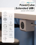 Allocacoc, PowerCube |ExtendedUSB|, 4 outlets, 2 USB Ports, 5 feet cable - Image 2