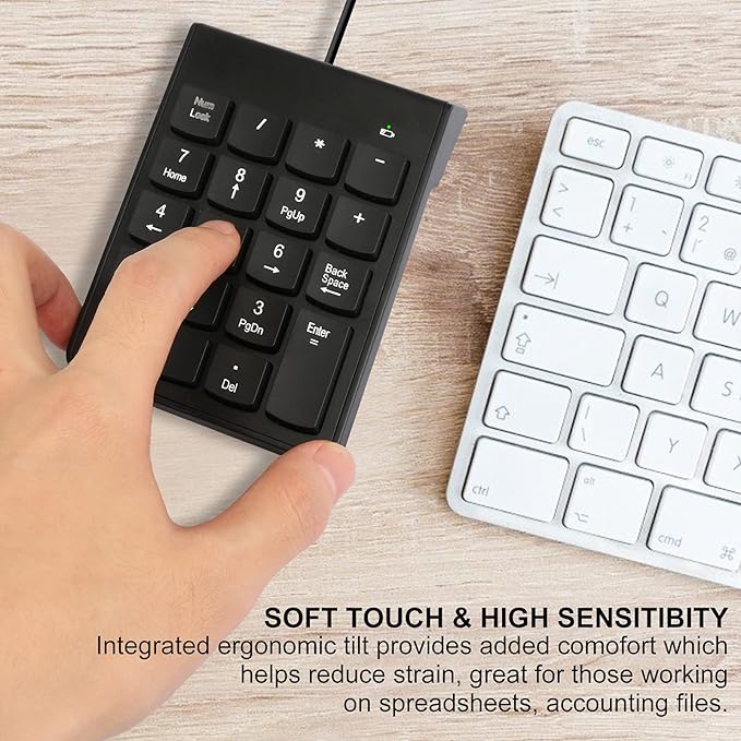 Numeric Keypad for Laptop, 10 Key USB Keypad, Portable Ultra Slim Mini Numpad - Image 4