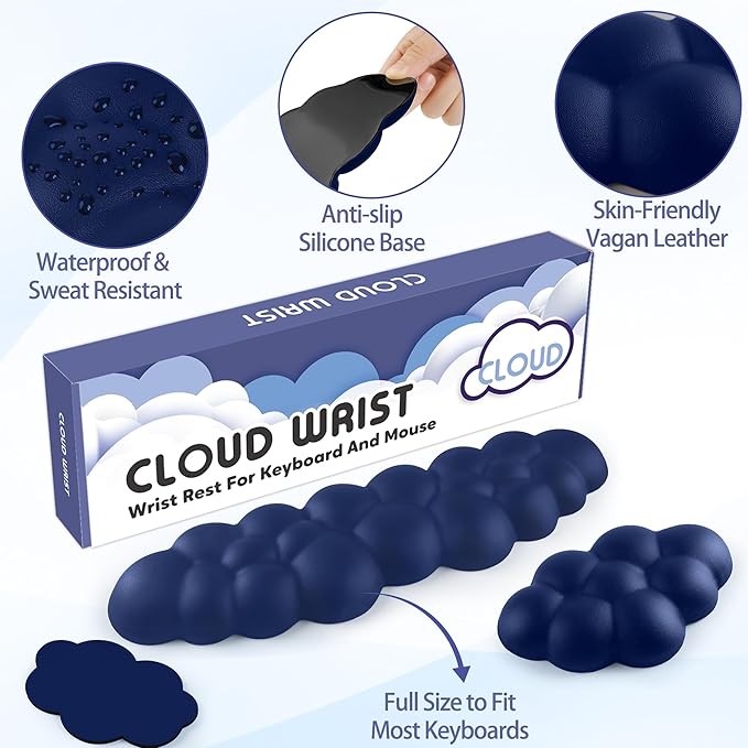 Cloud Wrist Rest for Keyboard and Mouse, Memory Foam PU Leather Keyboard Wrist - Image 5