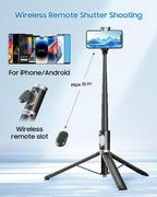67" Selfie Stick Phone Tripod, All-in-1 Cell Phone Tripod - Image 4