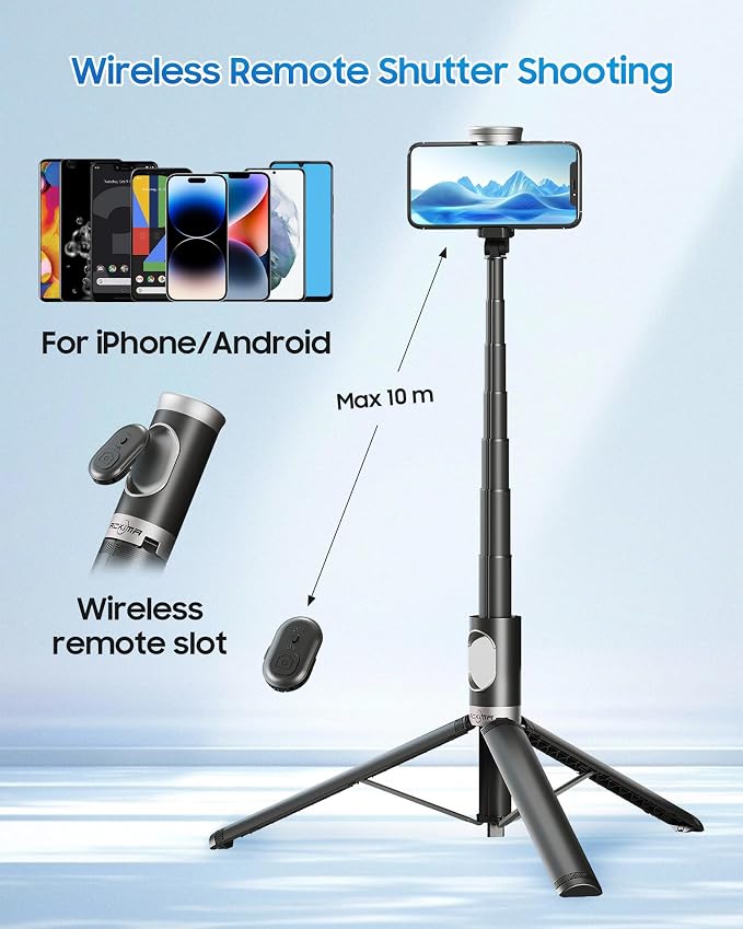 67" Selfie Stick Phone Tripod, All-in-1 Cell Phone Tripod - Image 4