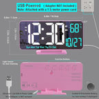 Pink Digital Clock for Bedroom 6.7in Dual Alarm Clock - Image 6