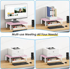 ECOLOVI 4-Height Adjustable Wood Computer Monitor Stand Riser, Desktop PC - Image 4