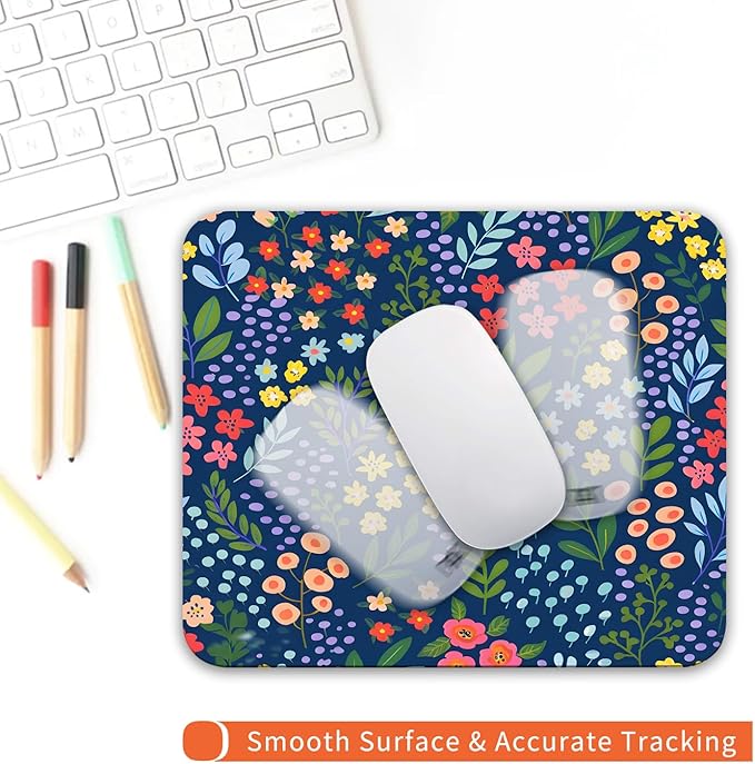 Square Mouse Pad Flowers, Personalized Premium-Textured Custom Mouse Mat Design - Image 4