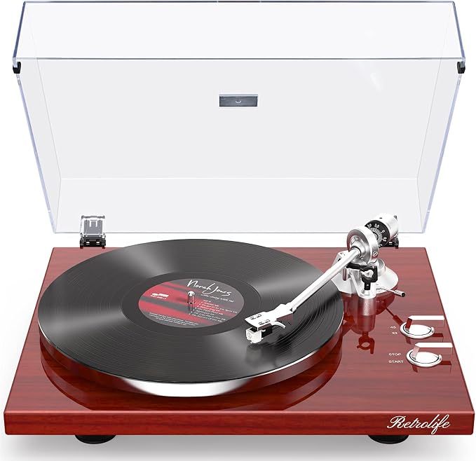 Record Player Turntables for Vinyl Record Belt-Drive Wireless Output by Retrolife