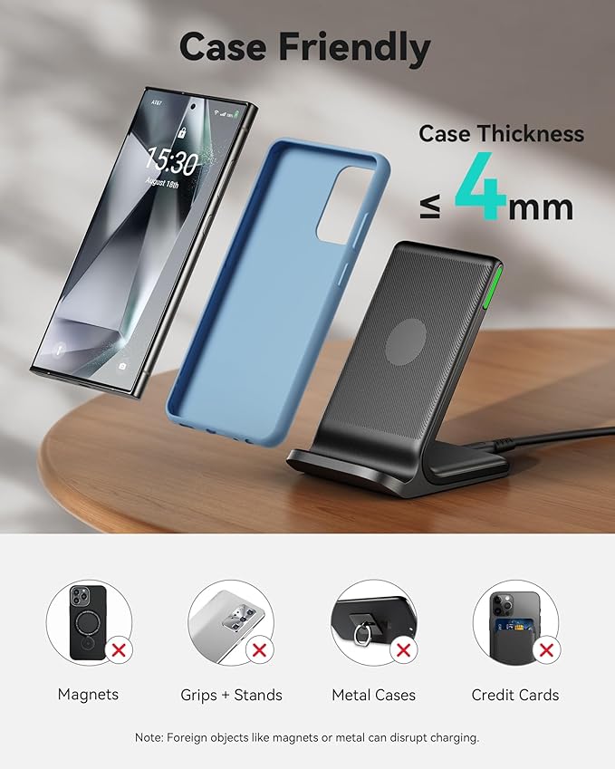 INIU Wireless Charger, 15W Fast Wireless Charging Station - Image 5