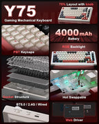 Y75 Wireless Mechanical Keyboard, 75% Hot Swappable Custom Keyboard - Image 2