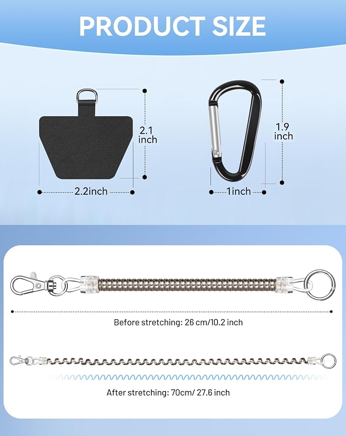 Phone Tether Lanyard, SHANSHUI Strong Spring Rope Climbing Hook, 4x Phone - Image 6