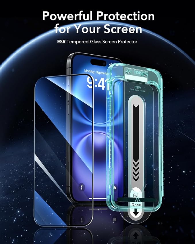 ESR 3 Pack for iPhone 16 /iPhone 15 Screen Protector, Full Coverage Tempered - Image 2