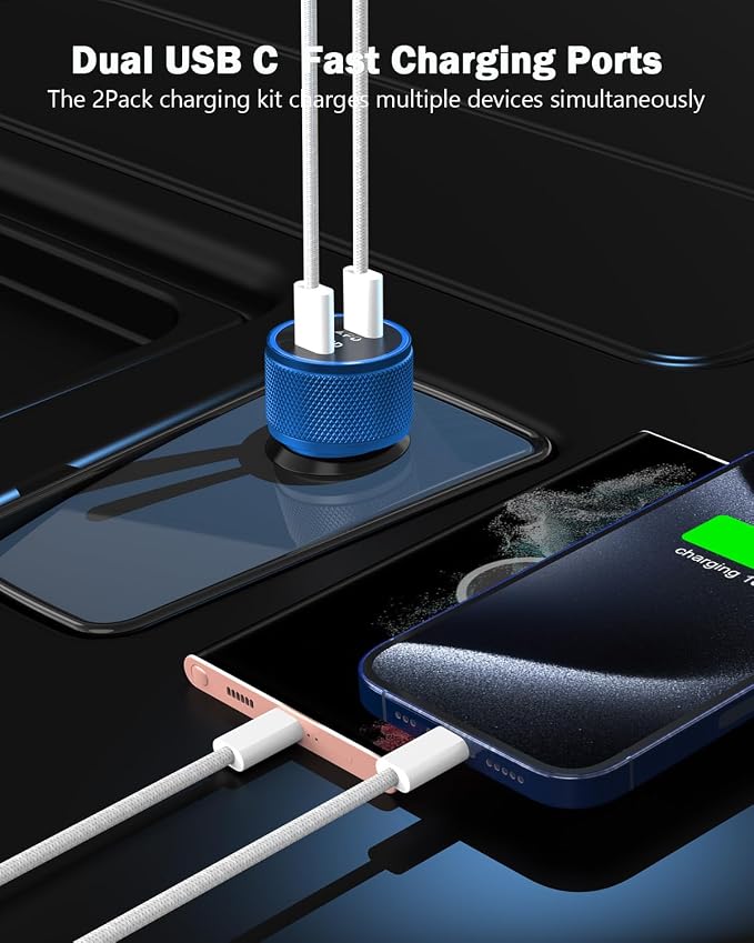 iPhone Car Charger Fast Charging, iPhone 16 Car Charger 2PACK Dual USB C PD3.0 - Image 2