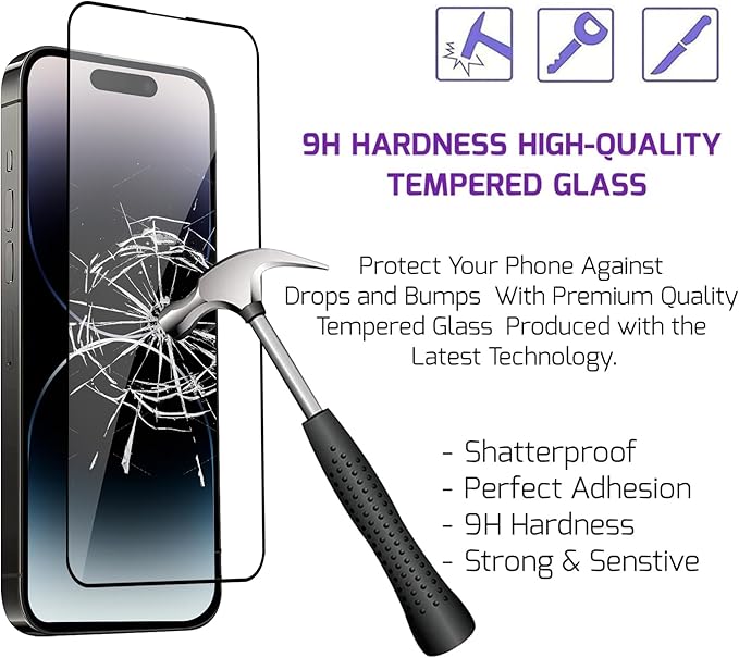 For iPhone 14 Pro Max Screen Protector Tempered Glass Compatible - Image 5