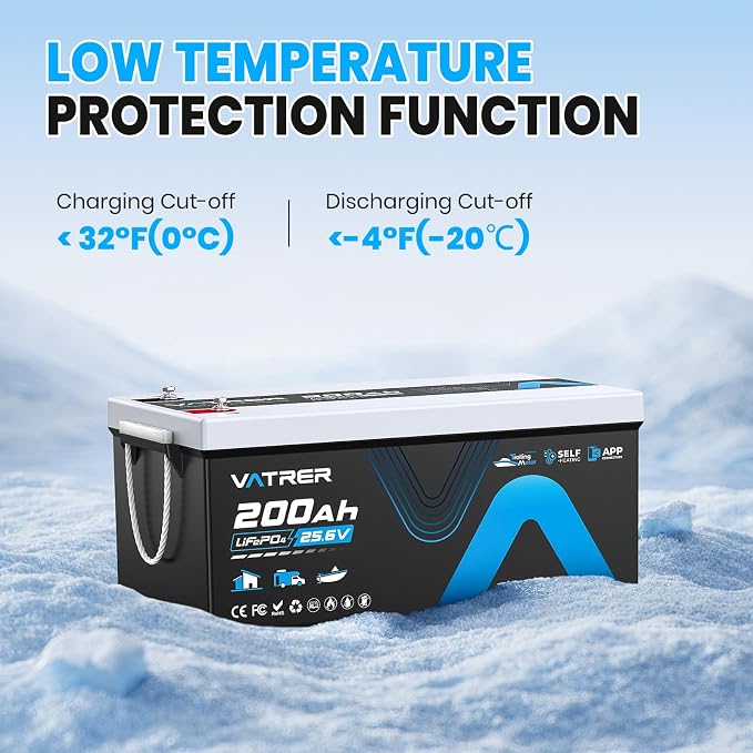 24V 200AH Bluetooth Low/High Temp Cutoff LiFePO4 Lithium Battery - Image 5