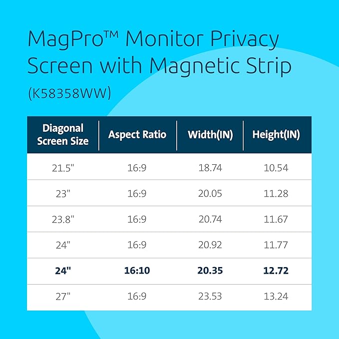 Kensington MagPro 24 Inch Magnetic Computer Privacy Screen - Image 3
