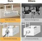 DELAMU Under Desk Cable Management Tray, No Drill Metal Mesh Cable Management - Image 4