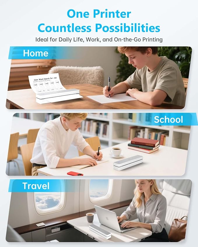 Inkless Portable Printer for Travel, Wireless Thermal Printer Support 8.5 x 11 - Image 7