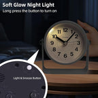 Analog Alarm Clock, Silent Non-Ticking Quartz Movement, Battery-Operated - Image 5