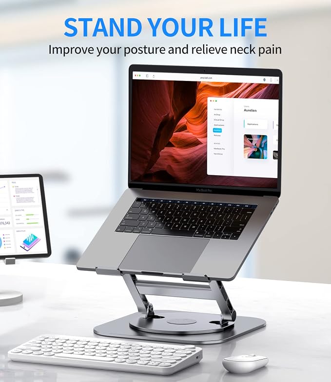 Adjustable Laptop Stand with 360 Rotating Base, Stable Computer Stand - Image 7