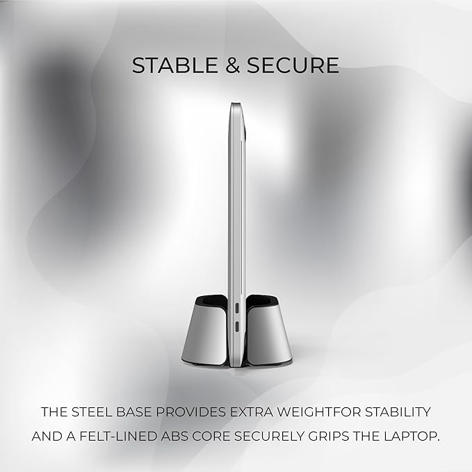 HumanCentric Vertical Laptop Stand in Silver Aluminum, Upright Adjustable - Image 6