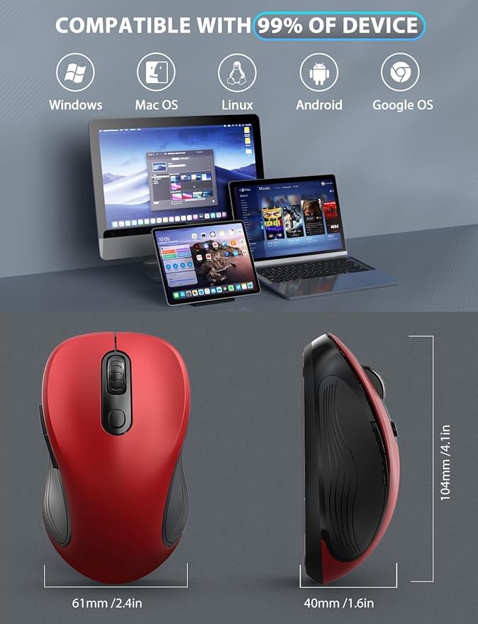 Trueque Wireless Mouse for Laptop, 2.4GHz Ergonomic Computer Mouse - Image 7