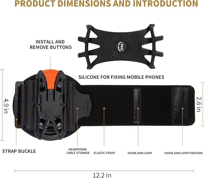 Wristband Phone Holder for Running, 360°Rotation & Detachable Sports Armband - Image 7