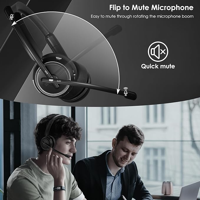 Wireless Headset with ANC & ENC, Wireless Headphones with Flip-to-Mute - Image 5