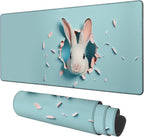 Gaming Desk Pad Large Extra Length Bunny Peeking Out of A Hole Mouse Pad by Unknown